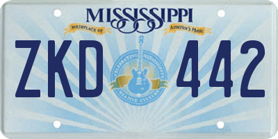 MS license plate ZKD442