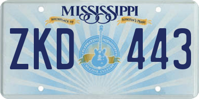 MS license plate ZKD443