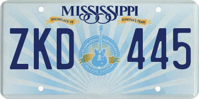 MS license plate ZKD445