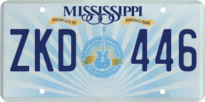 MS license plate ZKD446