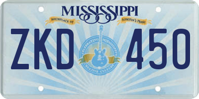 MS license plate ZKD450