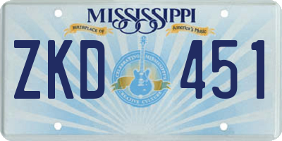 MS license plate ZKD451