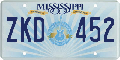 MS license plate ZKD452