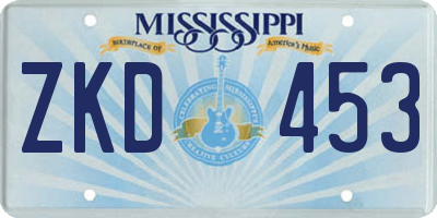 MS license plate ZKD453