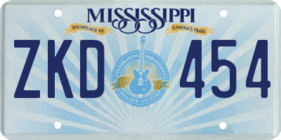 MS license plate ZKD454
