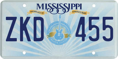 MS license plate ZKD455