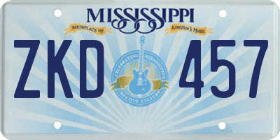 MS license plate ZKD457