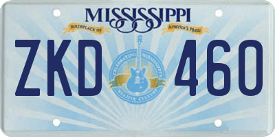 MS license plate ZKD460