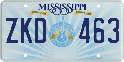 MS license plate ZKD463