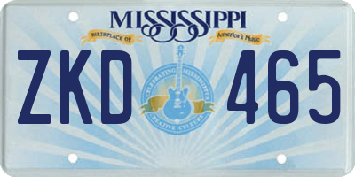 MS license plate ZKD465