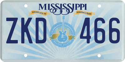 MS license plate ZKD466
