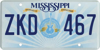 MS license plate ZKD467