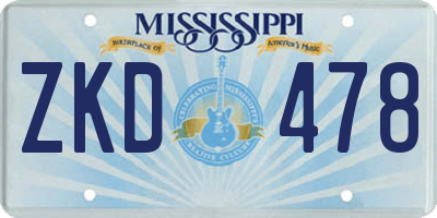 MS license plate ZKD478