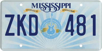 MS license plate ZKD481