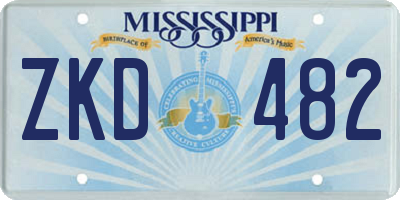 MS license plate ZKD482