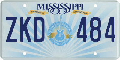 MS license plate ZKD484