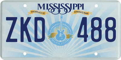 MS license plate ZKD488