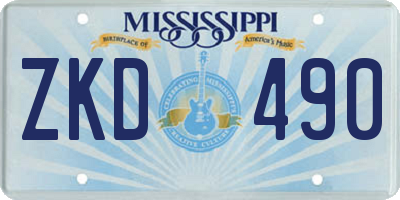 MS license plate ZKD490