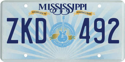 MS license plate ZKD492