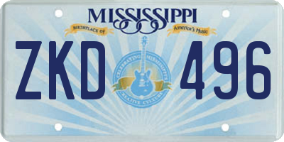 MS license plate ZKD496