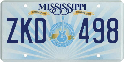 MS license plate ZKD498