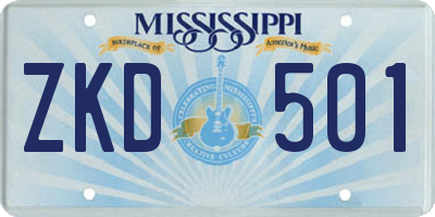 MS license plate ZKD501