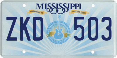MS license plate ZKD503