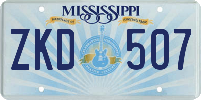 MS license plate ZKD507