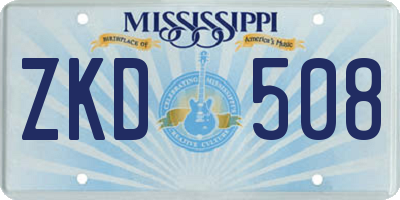MS license plate ZKD508