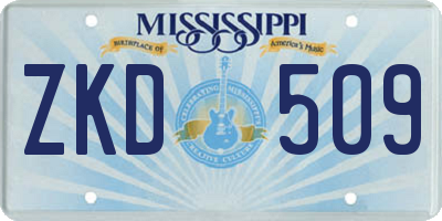 MS license plate ZKD509