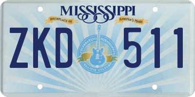 MS license plate ZKD511