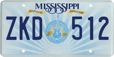 MS license plate ZKD512