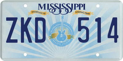 MS license plate ZKD514