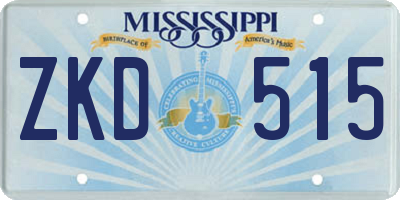 MS license plate ZKD515