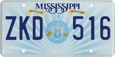 MS license plate ZKD516