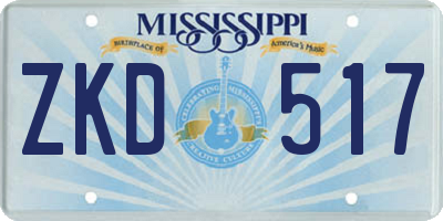 MS license plate ZKD517