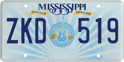 MS license plate ZKD519