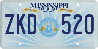 MS license plate ZKD520