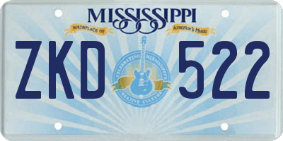 MS license plate ZKD522