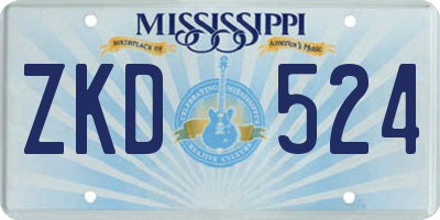 MS license plate ZKD524