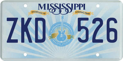 MS license plate ZKD526