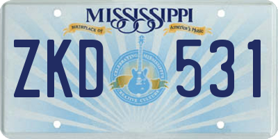 MS license plate ZKD531