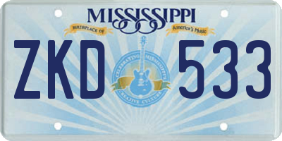 MS license plate ZKD533