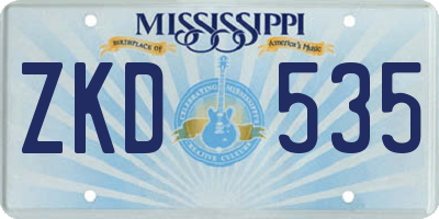 MS license plate ZKD535