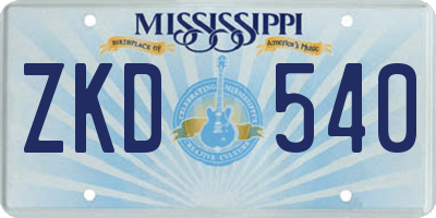 MS license plate ZKD540