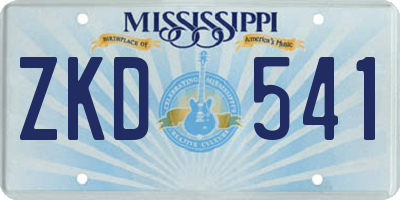 MS license plate ZKD541
