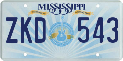 MS license plate ZKD543