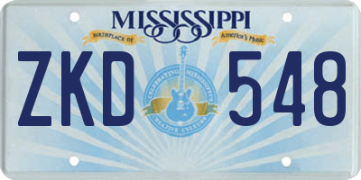 MS license plate ZKD548