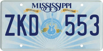 MS license plate ZKD553