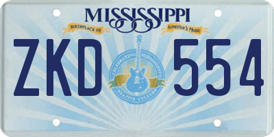 MS license plate ZKD554